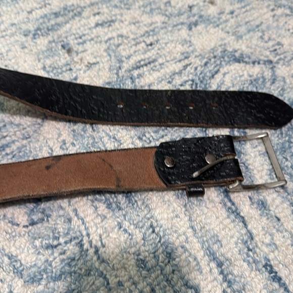 Vintage steerhide black texture leather belt, 34 - Picture 3 of 4